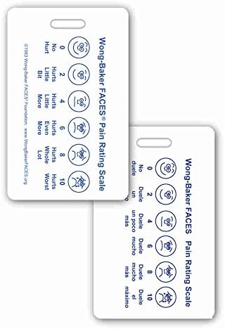 Wong-Baker Faces® Dor Classificação Escala Vertical w/Espanhol no Back Id Id Id Card Pocket Reference Guide