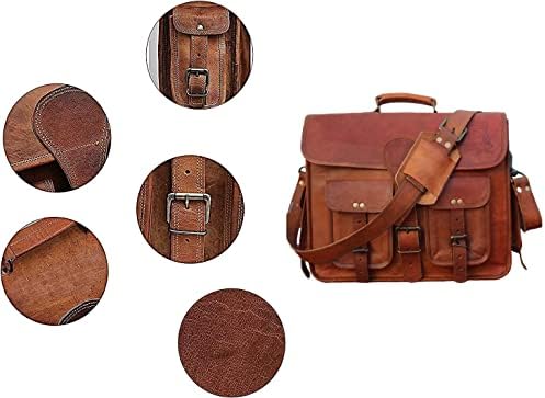Vintage Handmade Leather Travel Messenger Office Office Crossbody Bag Bhortcase Computer Computer College Satchel Bag