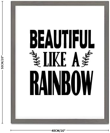 Positivo ditado, sinal de madeira emoldurada com tema LGBT bonito como um arco -íris Grande da moldura de madeira