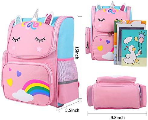 Buti4wld Unicorn Mackpack para meninas, baga de books de 15 polegadas para meninas para escolares, Kids Travel Mackpack com