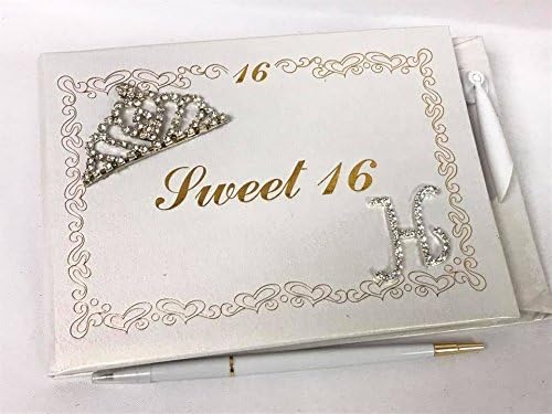 Livro de convidados Sweet 16 com Tiara Decoration Monogram Letter H Signature Book