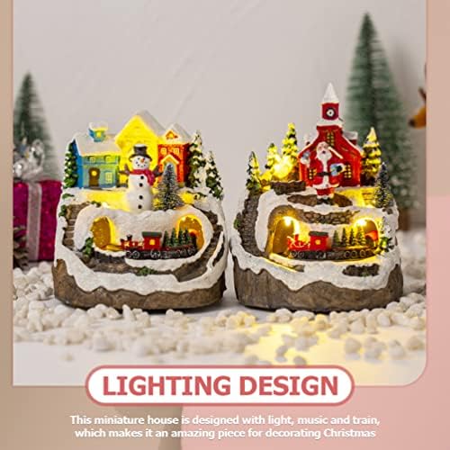 Stobok Christmas Village Houses resina em miniatura casas lideradas casas casas ornamentos Town Winter Wonderland House