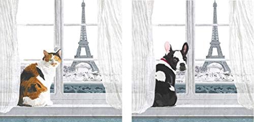 Pacote de 2 cães de gato paris France View Window Cocktail Gabineces