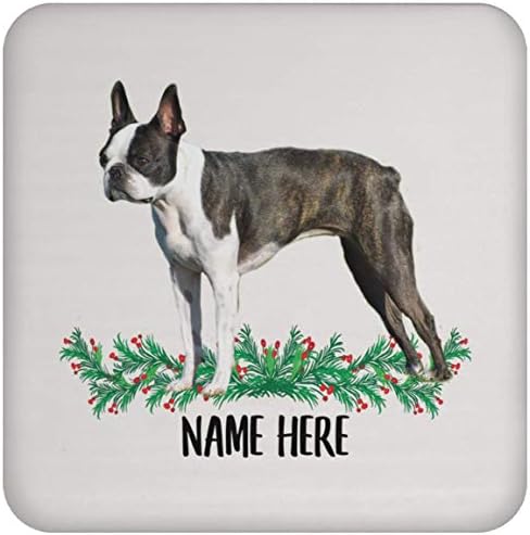 Funny Boston Terrier Brindle Nome Personalizado Presente Para Mom Christmas 2023 Presentes Coasters Para Drinks