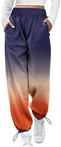 Wocachi Womens calça de moletom Cinqueça a cor de retalhos de retalhos da cintura esportiva de ginástica