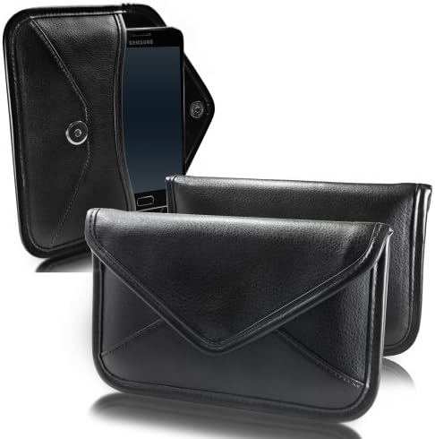 Caixa de onda de caixa compatível com Galaxy Note Edge - Bolsa de mensageiro de couro de elite, design de envelope de capa de couro sintético para o Galaxy Note Edge, Samsung Galaxy Note Edge - Jet Black