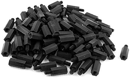 X-Dree 50 pcs M4 Thread 15mm + 6mm de nylon preto Standff Staff Staff Spacer Pillar para placa-mãe (50 unids M4 Rosca 15mm + 6mm de