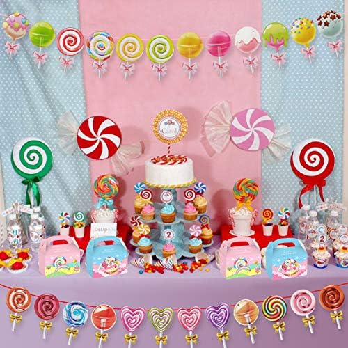 CIEOVO 24 Pack Candyland Goodie Gift Boxes, Lollipop Paper Boxes Boles para Sweet Candy Tema Kids Birthday Wedding Baby Swear Festy Decoração