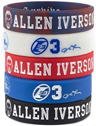 Fanwenfeng Basketball Iverson Inspirational Signature Wrists Sport Silicone Bracelet 5 PCs