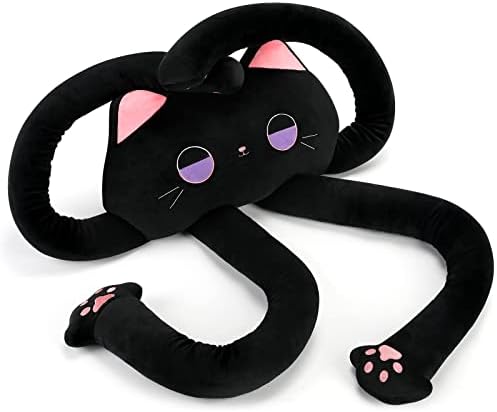 ligopolo 39 Black Long Cat Plexh, 3,5 libras de animais de pelúcia pesada, animais de pelúcia de gato, pelúcia de
