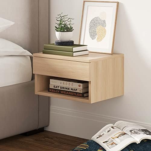 Nathan James Jackson Modern Flutuating Bedge Standé com gaveta, 1, Oak Light