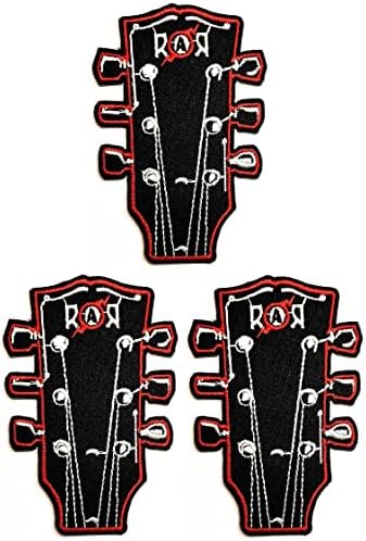 Kleenplus 3pcs. Cartoon de guitarra elétrica Ferro bordado em costura em crachá para jeans jaquetas chapéus mochilas camisetas adesivas de guitarra de guitarra preto apliques vermelhos e remendos decorativos