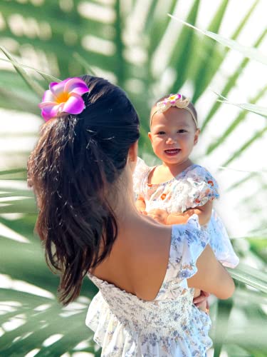 Mamãe bebê correspondente combinando artesanato havaiano Plumeria Flower Head Fandil e Cabelo Conjunto de Cabelo Presentes