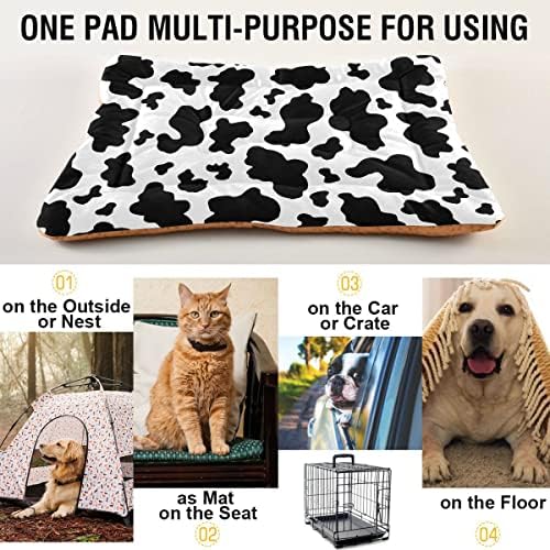 Xigua Cow Print Dog Bed Cama de gato lavável Cama de animais de estimação Ultra Ultra Soft sem deslizamento calmante almofada de canil para cães grandes pequenos gatos, 18 x 24 polegadas