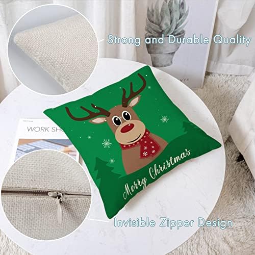 Conjunto de 4 capas de travesseiro de Natal 16x16 polegadas Feliz travesseiros de Natal Capas de travesseiros de arbusto