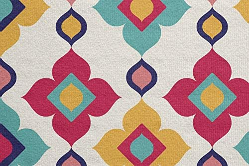 Toalha de tapete de ioga étnica de Ambesonne, padrão floral de inspiração oriental como matriz de linhas verticais em design colorido, suor sem deslizamento de yoga pilates pilates tampa de almofada, 25 x 70, Ivory multicolor