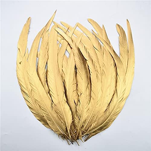 Zamihalaa 100pcs/lote de ralo de prata dourado penas de cauda de cauda para artesanato 12-14 /30-35cm Fedas de galo naturais Assesoires pluma