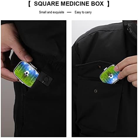 Caixa de pílula quadrada Caixa de futebol da caixa de futebol Medic Medicine Case Organizer para bolsa de bolso e viagem 2.2x1.6in