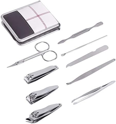 Ankang 9pcs tamanho portátil Viagem Kit de clipper unhas de aço inoxidável Cuidado com unhas baratas Tweezer Scissor Manicure Set