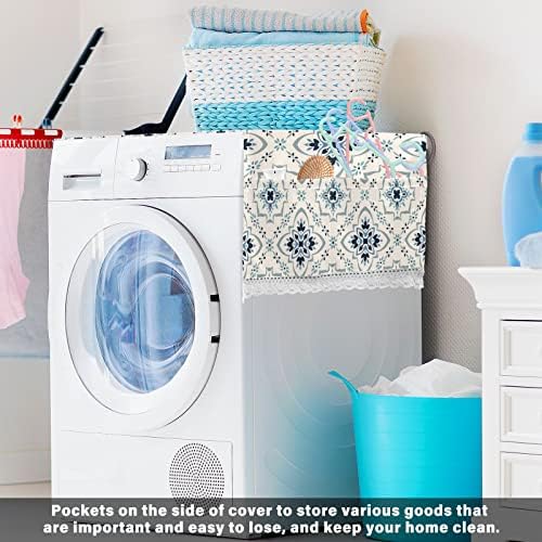 Capa de máquina de lavar kigai, lavadora e secadora capa à prova de poeira com bolsos de armazenamento lateral sacos, coberturas