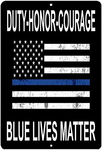 Blue Lives Matter Flag de metal lata de lata decoração de parede de caver