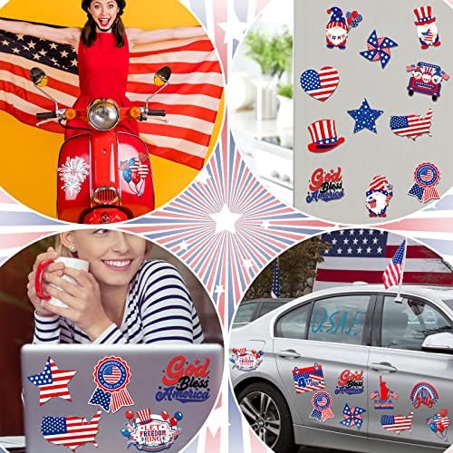 Ímãs patrióticos de 24 peças 4 de julho ímãs de geladeira de carro Independence Day Gnomes Gnomos EUA bandeira de adesivos magnéticos