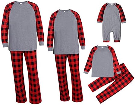 Pijamas de Natal XBKPLO para família e cachorro, Pijama de Natal da família xadrez e camisa da rainha + calça para casais