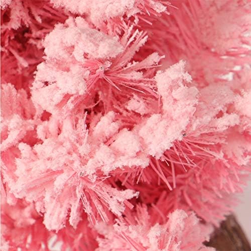 Árvore de Natal Artificial de Nuobesty, árvore de pinheiro rosa de 12 polegadas com base de madeira para decoração de mesa de