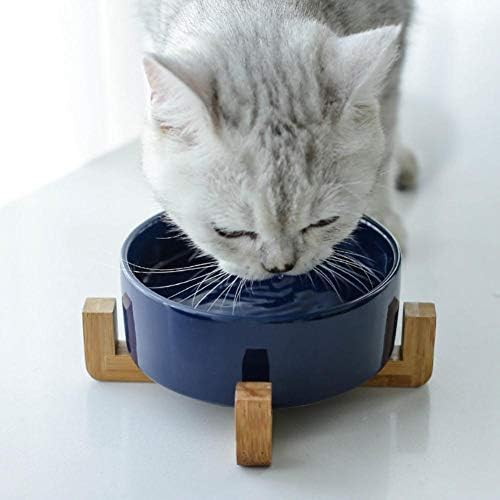 Defaus Cute Creamic Cat Bowl Universal animal comendo tigela de bambu de bambu Antiskid Cachorro Tabela de tabela de mesa