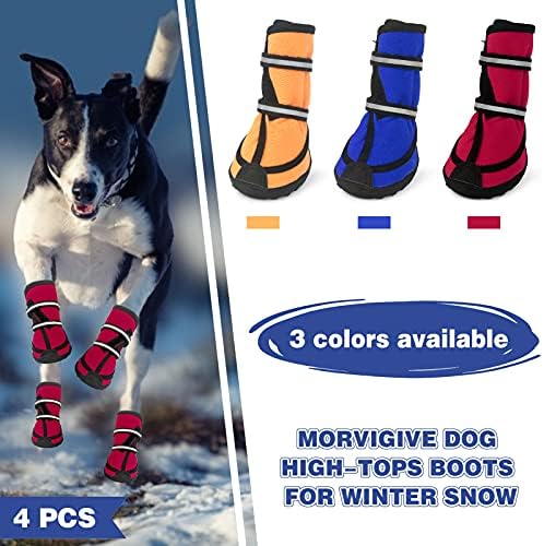 Botas de cachorro Morvigive para cães grandes médios, sapatos de cães de inverno impermeáveis ​​com solas de borracha não-lip