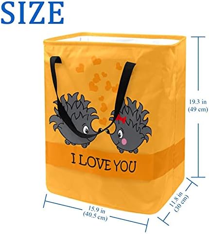 Hedgehog engraçado de desenhos animados Eu te amo casas de lavanderia, cesto de lavanderia dobrável para caixas de organizador