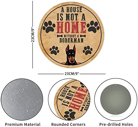 Placa de placa engraçada de cão -metal redondo, uma casa não é uma casa sem um cachorro retrô signo de pet cão de pet signo