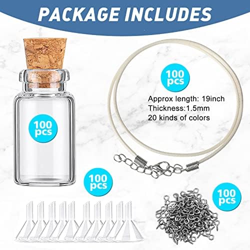 Mimorou 100 PCS Mini Glass Garrafas com rolhas de cortiça 2 ml Clear pequenos frascos de 0,07 onças conjuntos