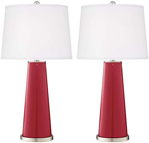 Cor + Plus Leo Lâmpadas de mesa modernas 29 1/2 Conjunto de altura de 2 fúcsia coluna de vidro rosa de vidro rosa