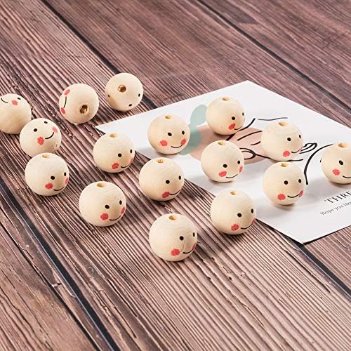 Pandahall 100pcs 19mm Face Ball Ball Wood Wood Beds Spacer Beds for Diy Jewelry Bracelet Colar Craft Making