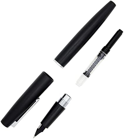 Caneta -tinteiro preto fosco de Gullor, design clássico com conversor e caixa de caneta, ponta extra fina, clipe preto