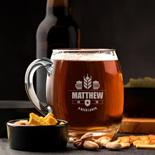 Caneca de cerveja Maverton com gravura - 17 fl oz. Cerveja de cerveja com uma alça para papai - pub Glassware - Drinkwares