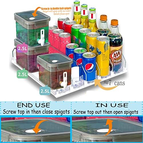 Distribuidor de bebidas pequenas com torneiras, dispensadores de bebidas de geladeira de 84 oz, jarro, 0,66 galão de 2,5l de