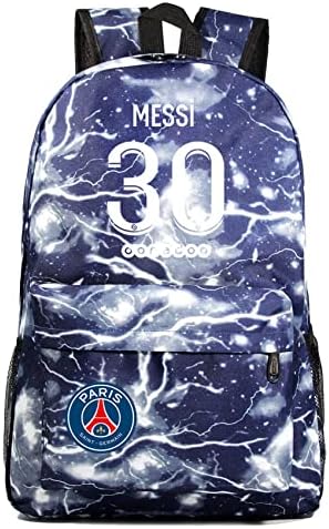 Wriggy Kid Messi Classic Travel Rucksack-Psg Knapsack Student de volta à escola Mochila, Lightning Blue