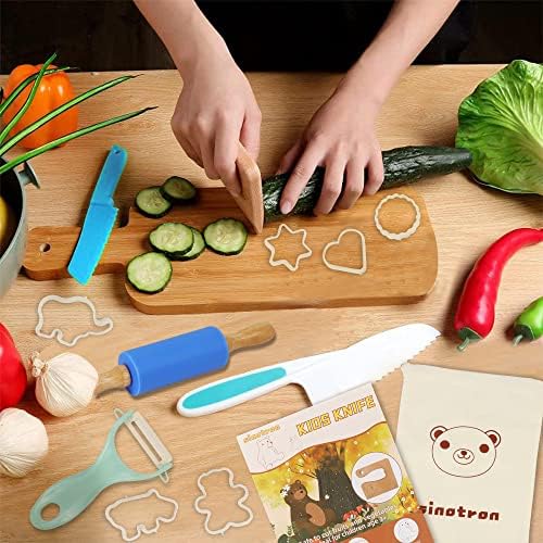 Sinotron 13 pcs faca de criança, facas infantis para cozinhar de verdade, ferramentas de cozinha montessori para crianças pequenas,