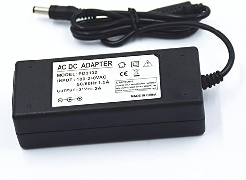 31V 2A 62W CA/DC Adaptador de alimentação Interface 5.5x2.5mm Adequado para equipamentos de segurança LCD LED ILUSTIMENTO EQUIPAMENTO DE COMUNICAÇÕES DE COMUNICAÇÕES DE PRODUTOS DIGITAL UL e FCC Aprovado com cabo de alimentação