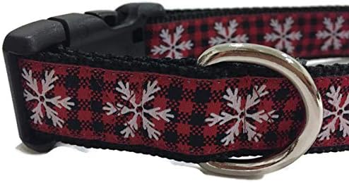 Collar de cão de Natal, xadrez, 1 polegada de largura, ajustável, nylon, médio e grande