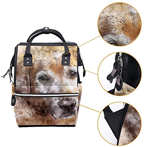 Animal Dog Golden Retriever Bolsas de bolsas de fraldas Mummy Backpack de grande capacidade Bolsa de enfermagem de bolsa