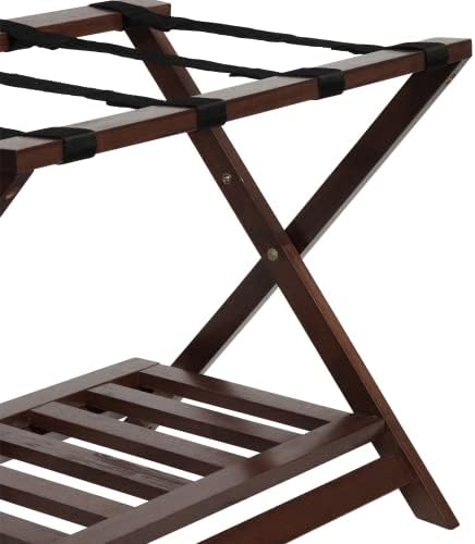 PJ Wood dobrável Bagage Rack com prateleira - Walnut