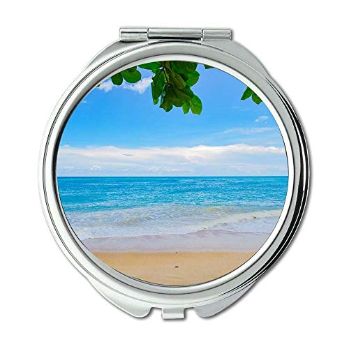 Espelho, espelho compacto, nuvens calmas de praia, espelho de bolso, espelho portátil