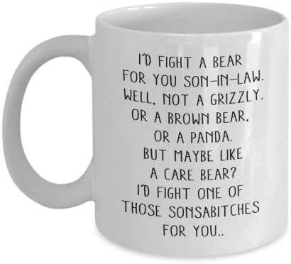 Walzzoo eu lutaria com um urso para você genro de coffee de café engraçado-Presentes engraçados para genro-copo de qualidade premium
