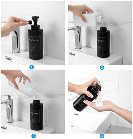 Dispensador de sabão de espuma Uujoly, 17 oz de sabão de sabão de plástico recarregável para sabão líquido, shampoo, lavagem do corpo,