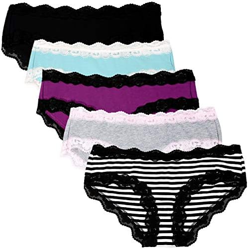 Lyythavon Roufe-de-roupa feminina Soft respirável Cotton Brief Ladies Panties 5-Pack