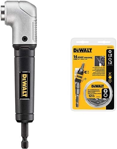 A fixação do ângulo reto de Dewalt, o conjunto de bits prontos para impacto e um suporte de bits, 14 peças