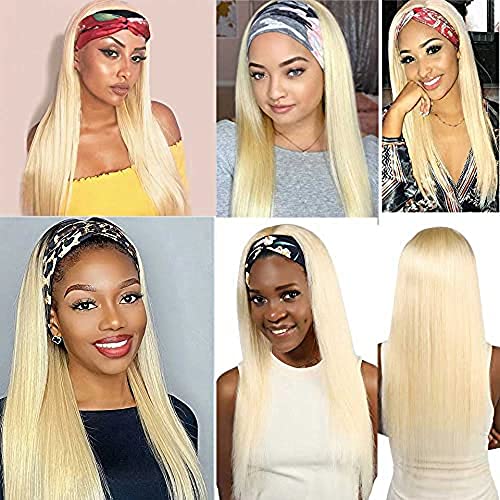 Gzorouzr Loira Wig da faixa da cabeça para mulheres loiras peruca de faixa lizinha Remy Remy Remy Hair Band Wig Natural Sem Glue None Wigs de renda com faixa de cabeça de 24 polegadas